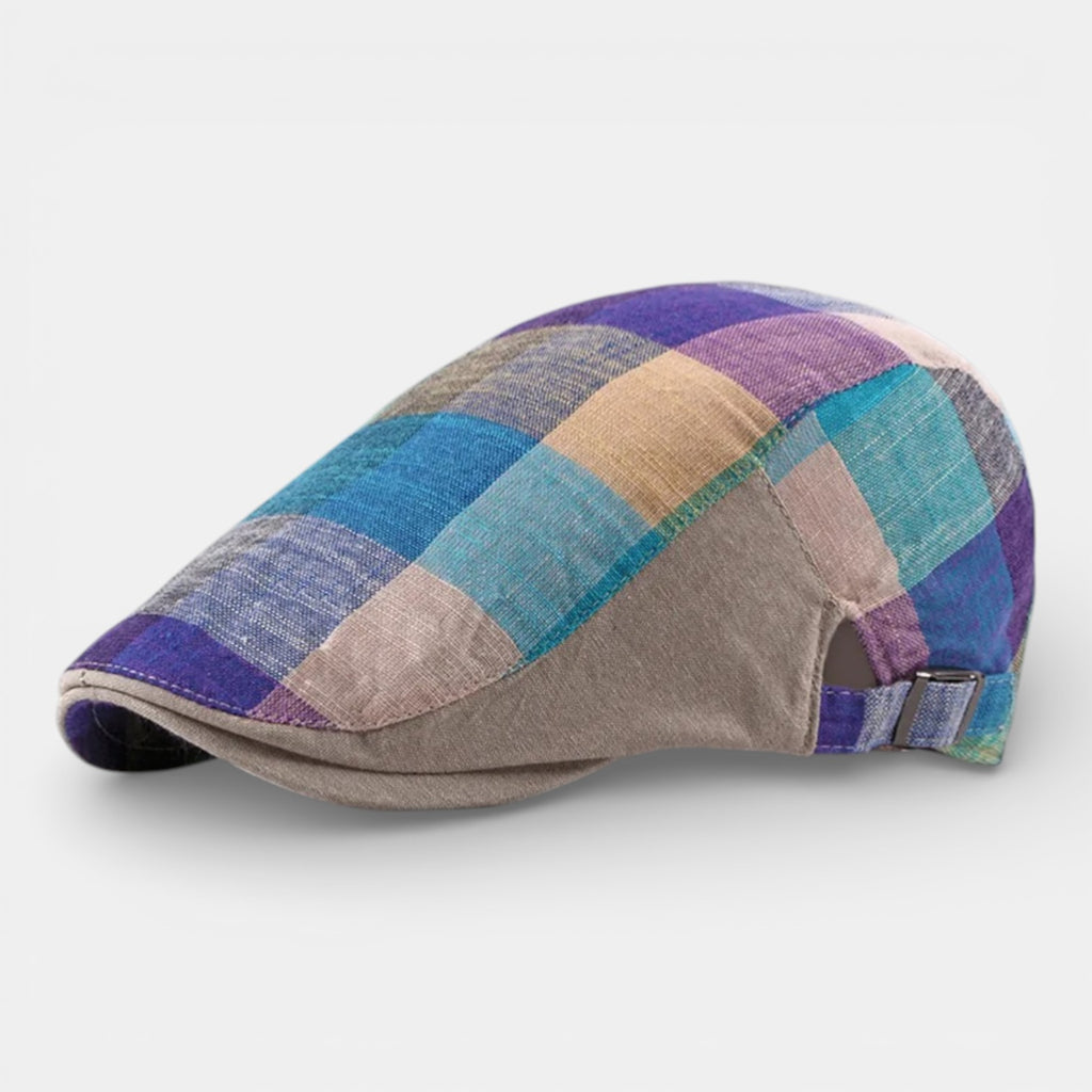 Béret à carreaux Bleu