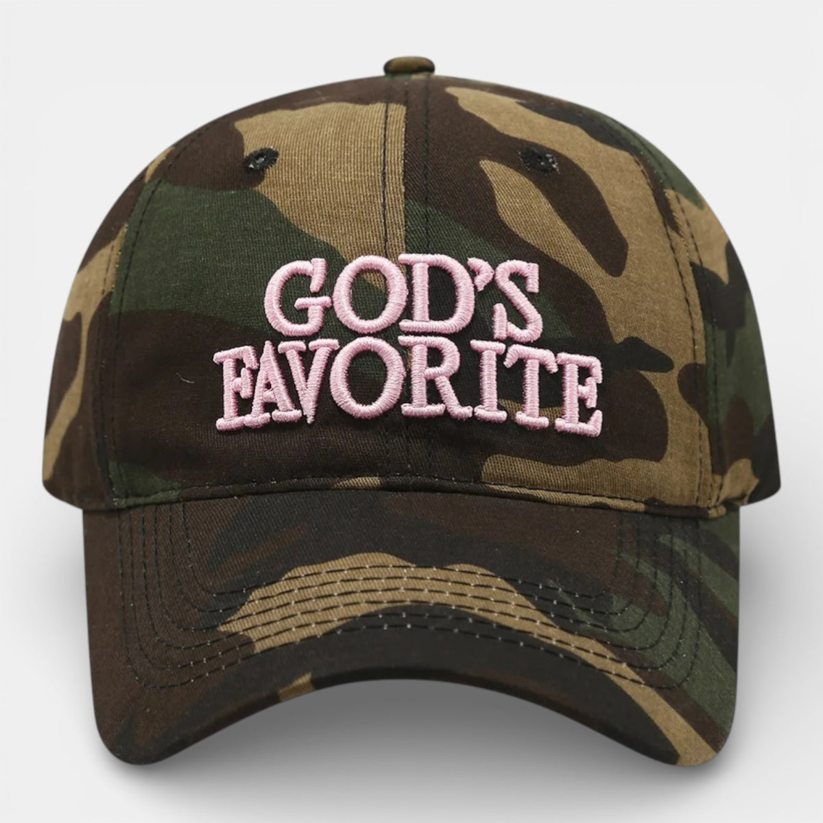 Couvre chef baseball "God's Favorite" Camo militaire en coton