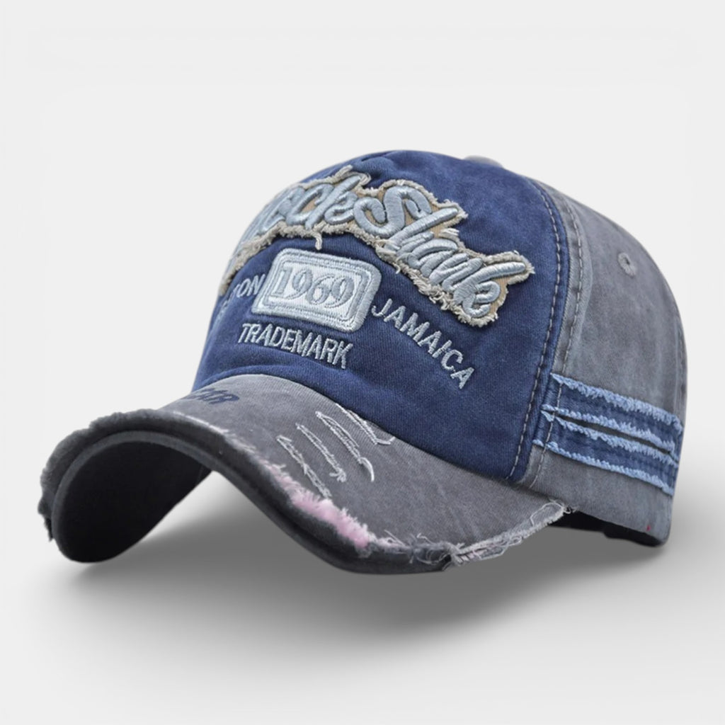 Casquette Snapback Bleu 1969 déchiré en Cotton