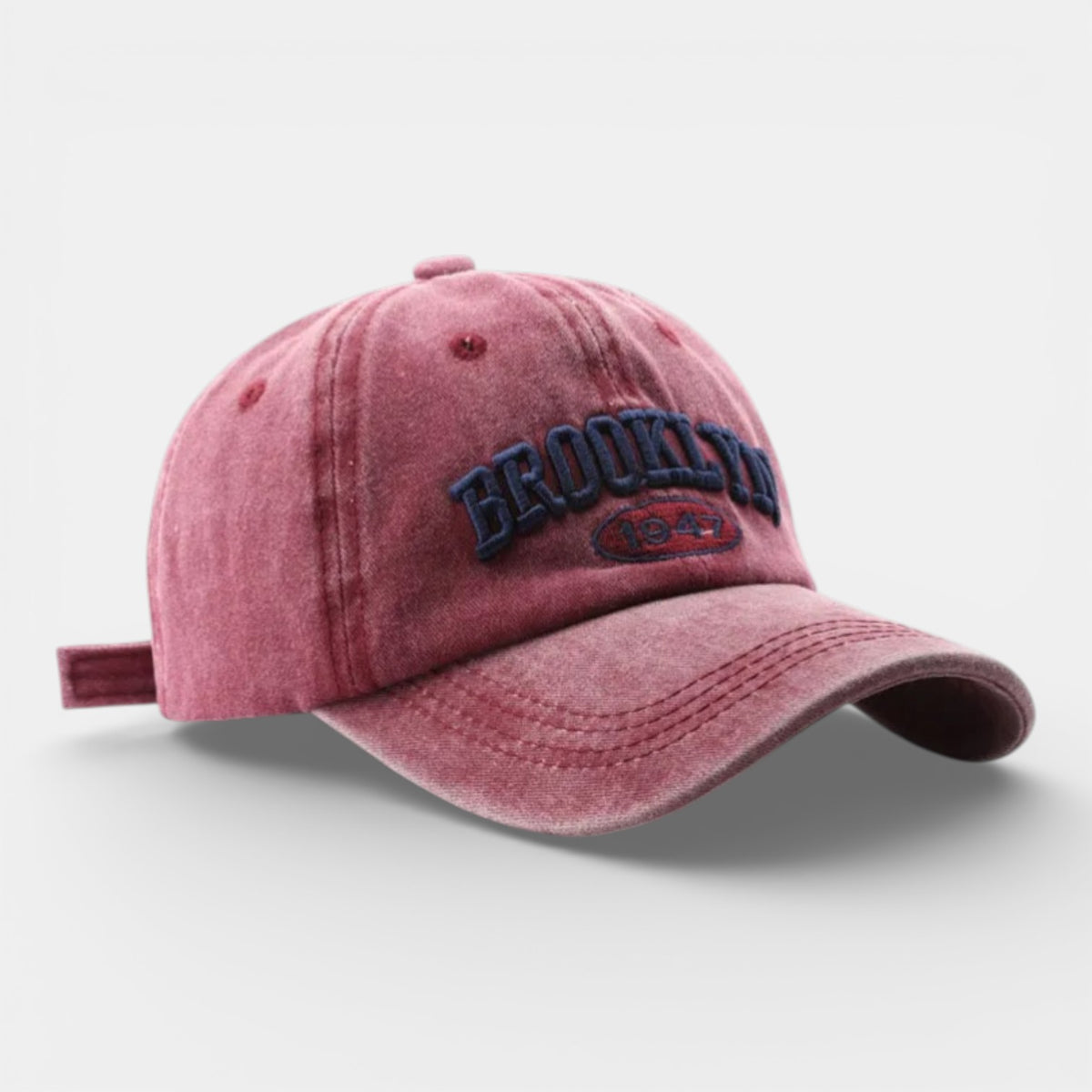 Casquette Rétro Baseball Brooklyn Rouge Vin en coton 1947