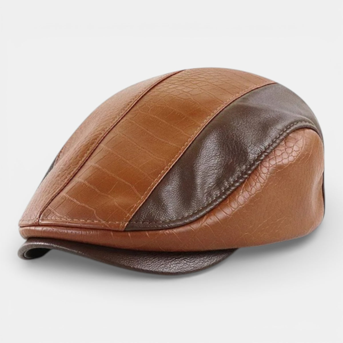 Béret de taxi en cuir Marron