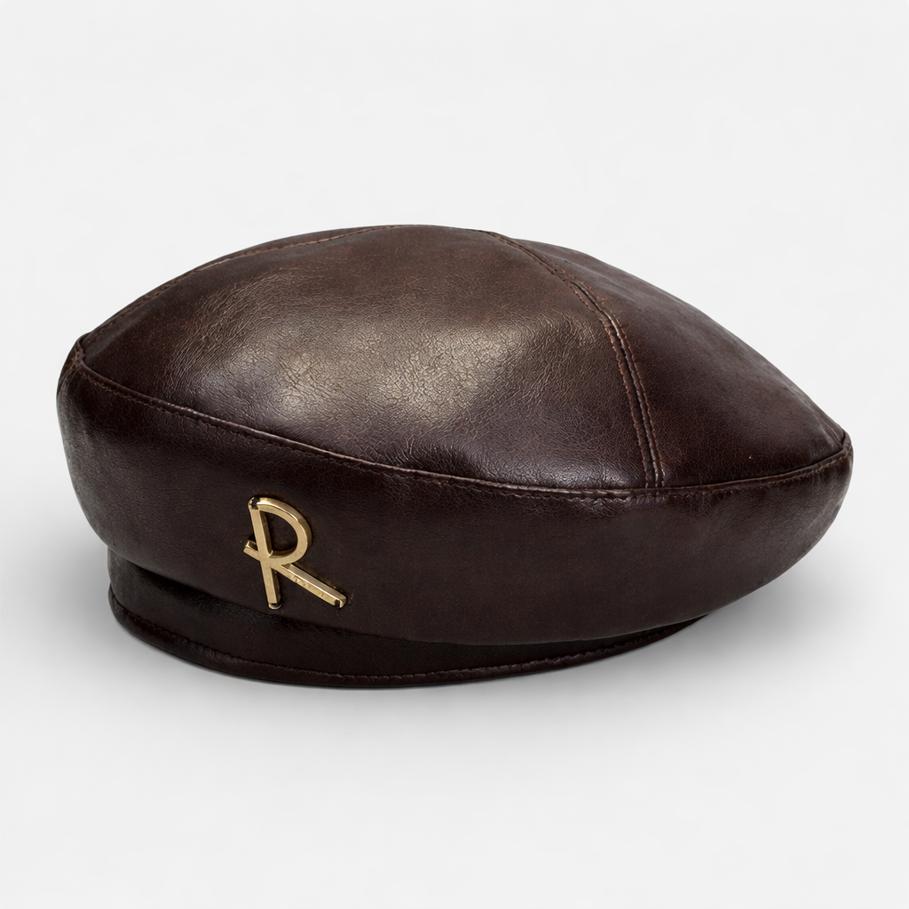 Béret coréen avec lettre R Marron