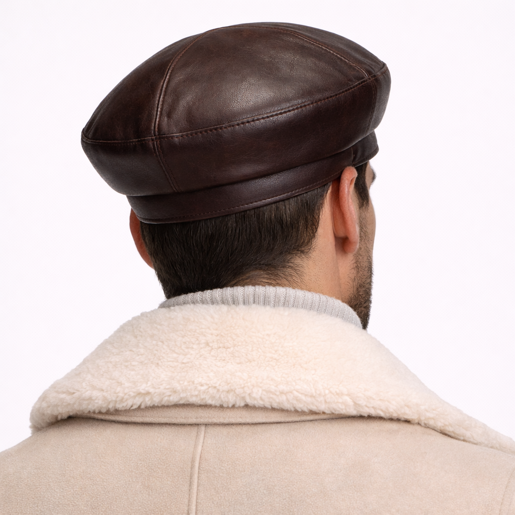 Béret coréen avec lettre R Marron