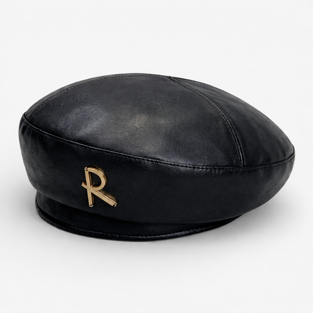 Casquette sculptant Noir "R" en Cuir