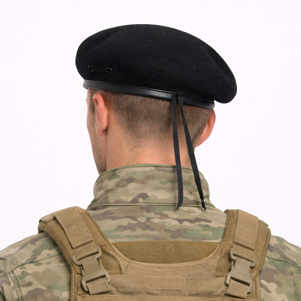 Béret militaire en laine Noir