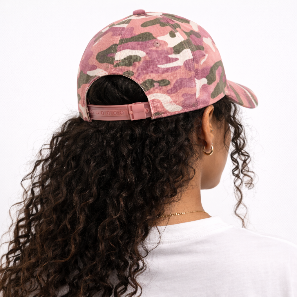Couvre chef baseball Camo Rose en coton