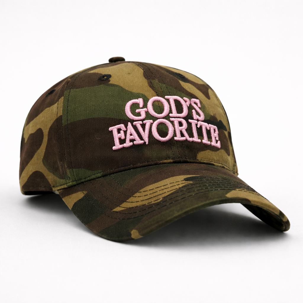Couvre chef baseball "God's Favorite" Camo militaire en coton
