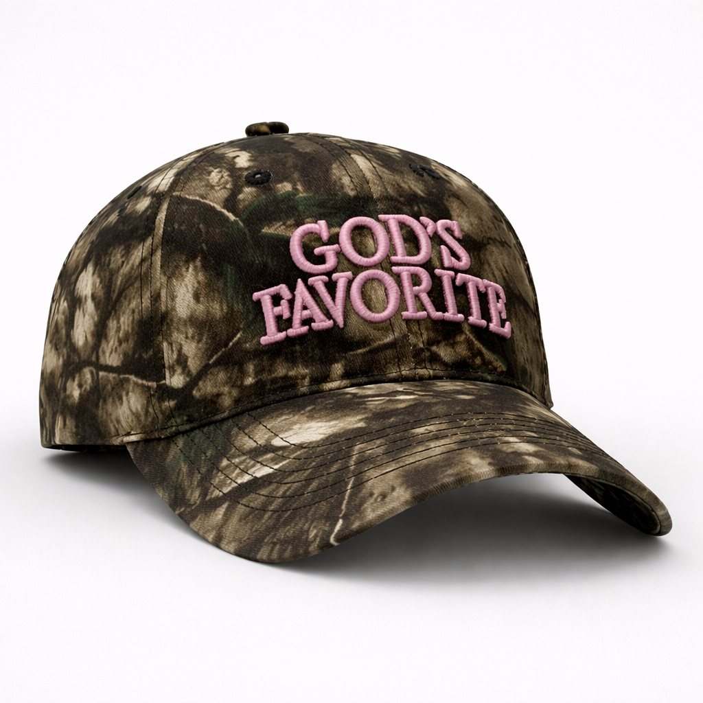 Couvre chef baseball Camo vert jungle avec écriture rose en coton