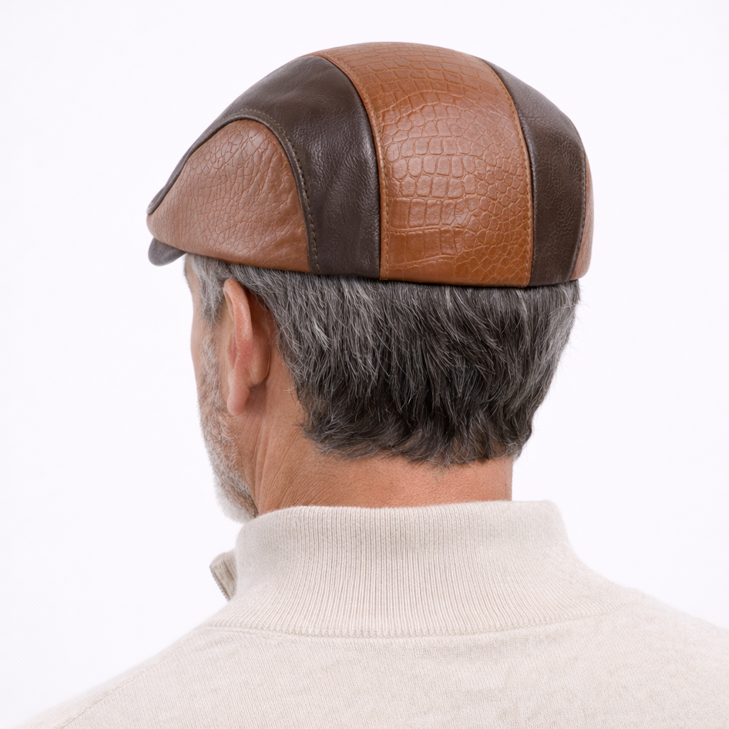 Béret de taxi en cuir Marron