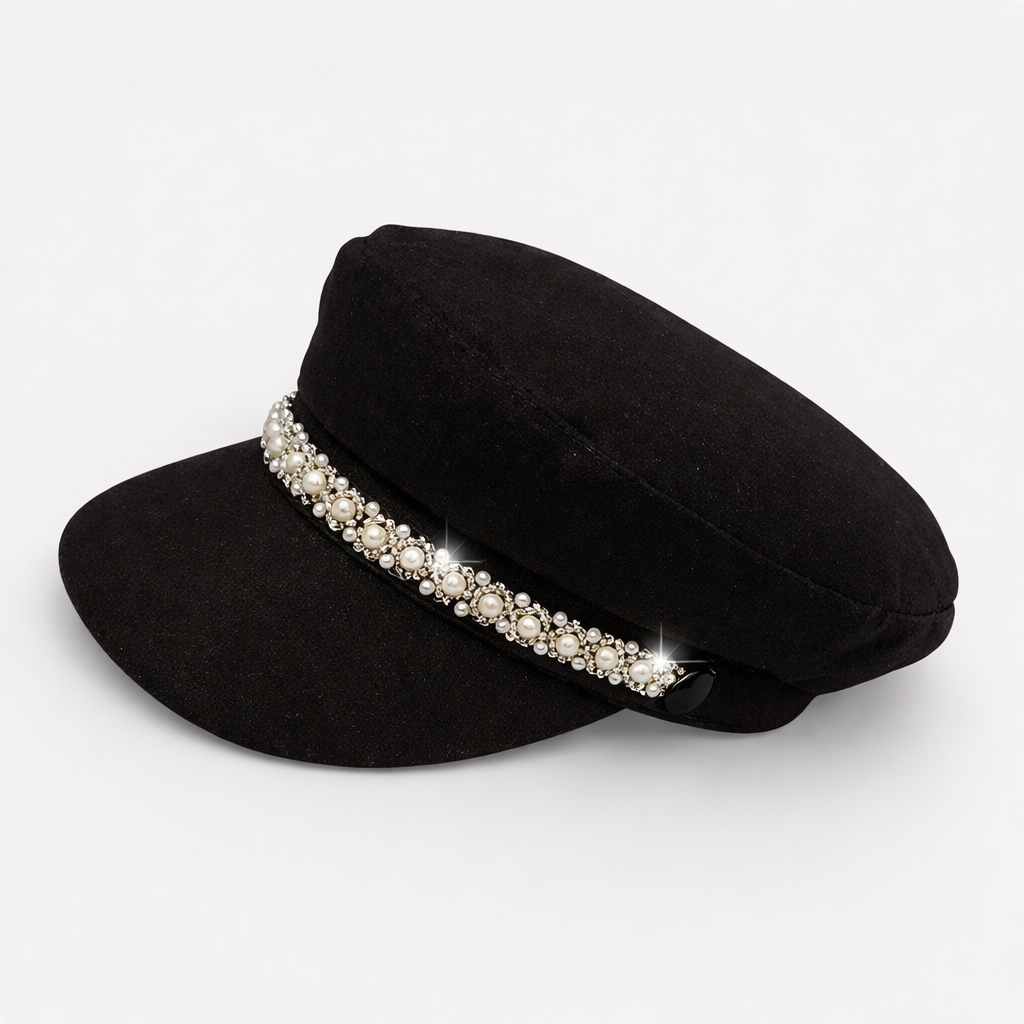 Chapeau chaud et tendance Noir avec strass
