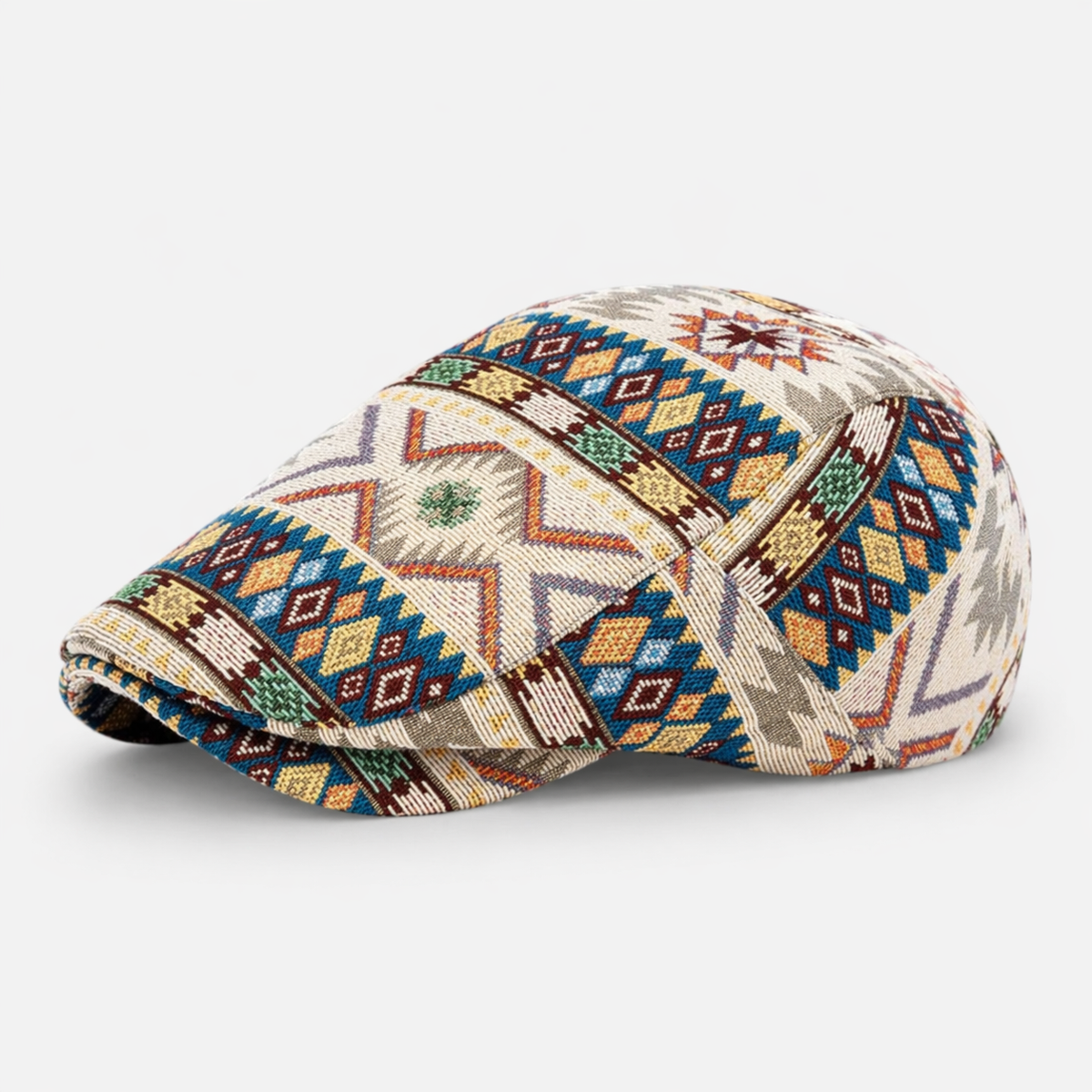 Bonnet de peintre mosaïque beige en polyester