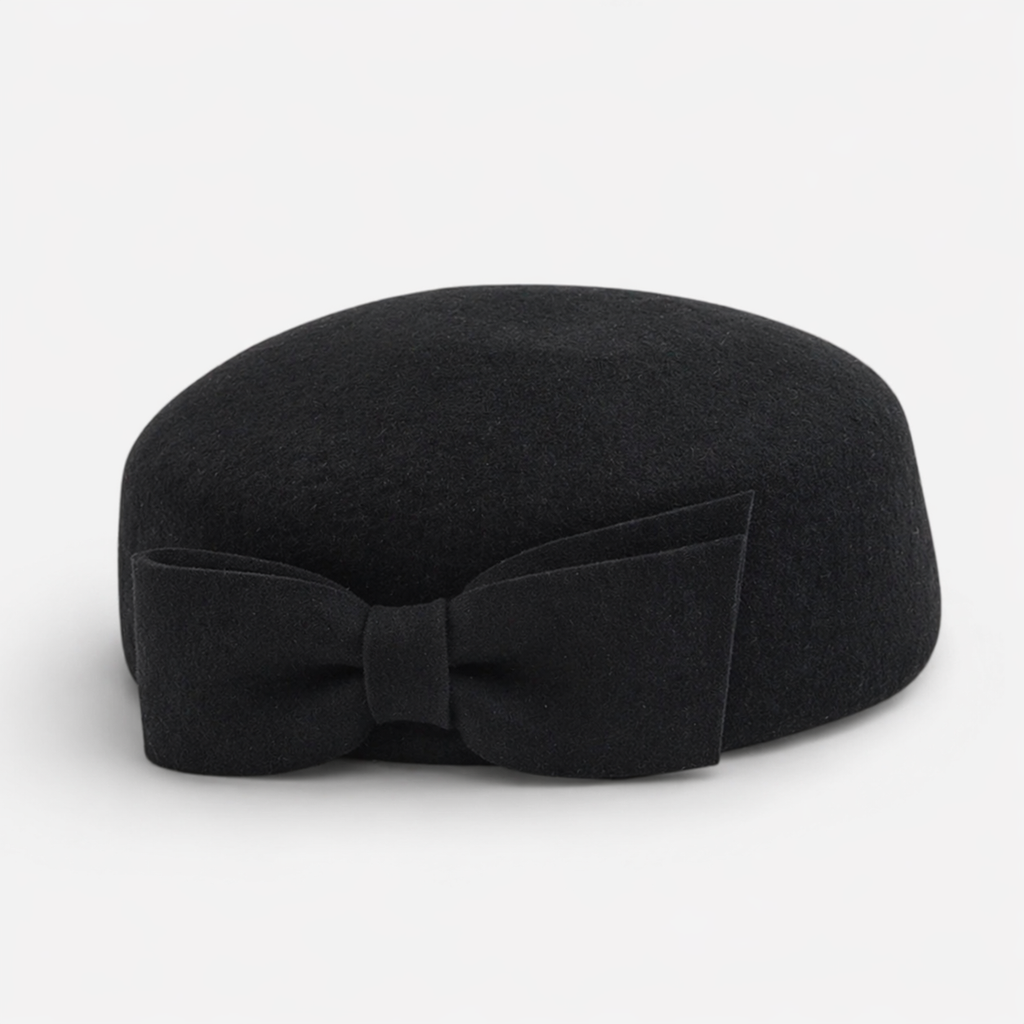 Chapeau à nœud Noir en laine pour femme