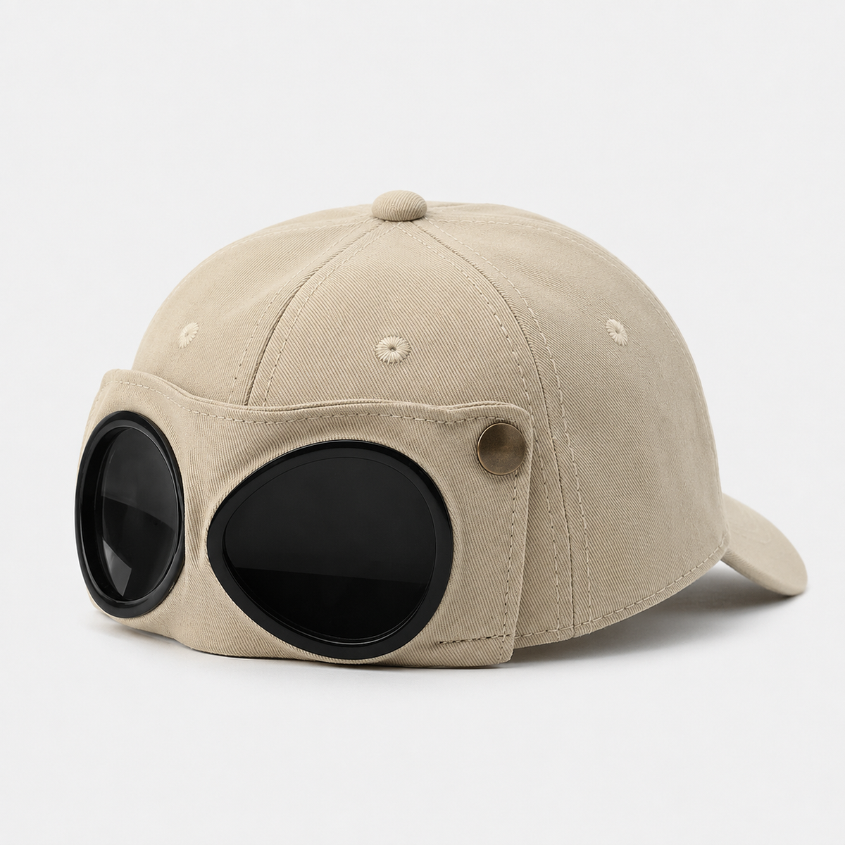 Couvre-Chef Lunettes Noires Intégrées Beige