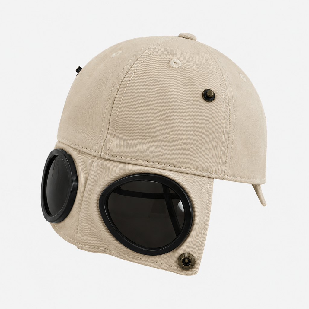 Couvre-Chef Lunettes Noires Intégrées Beige
