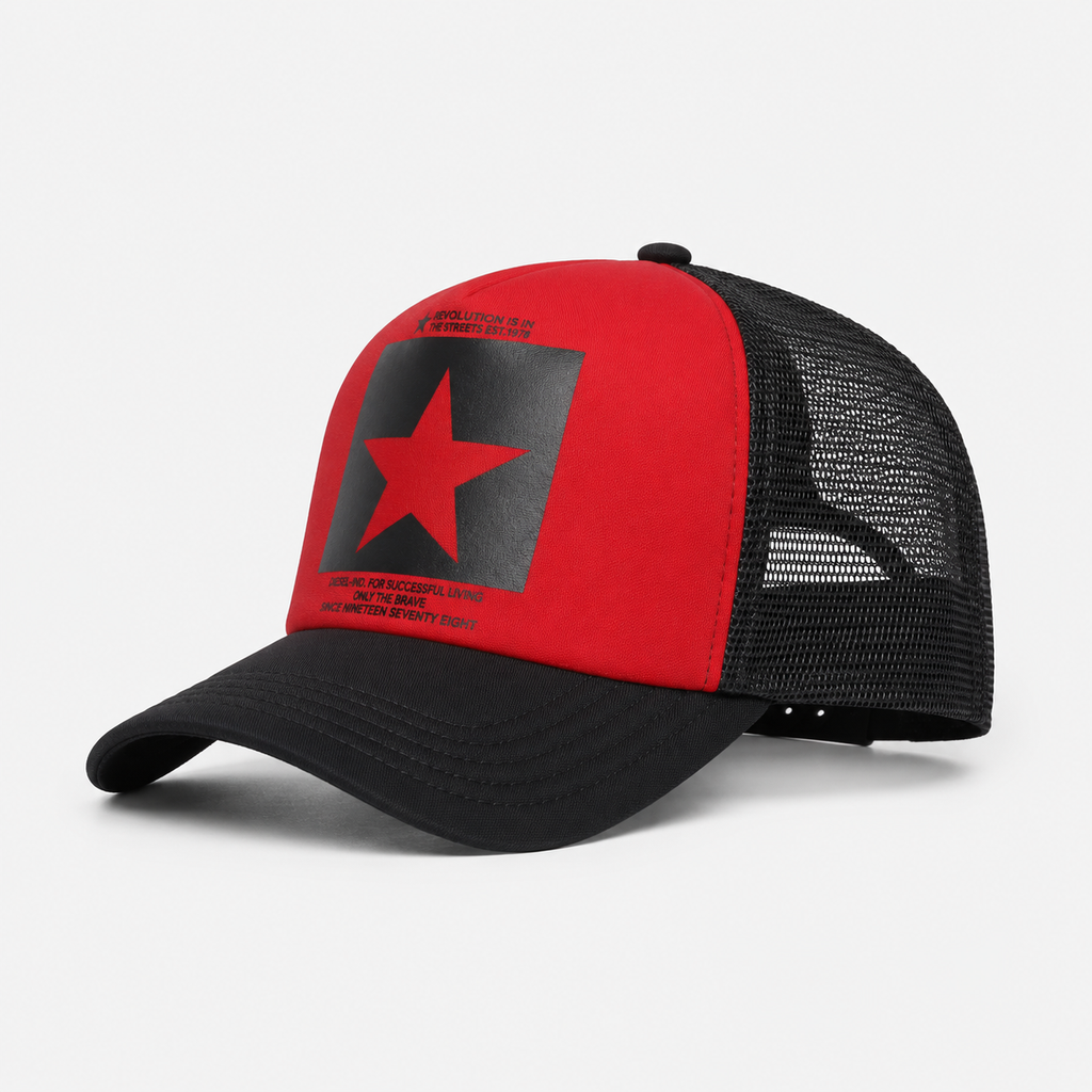Casquette Rouge & Noir Y2K snapback en polyester