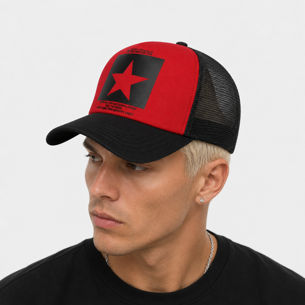 Casquette Rouge & Noir Y2K snapback en polyester