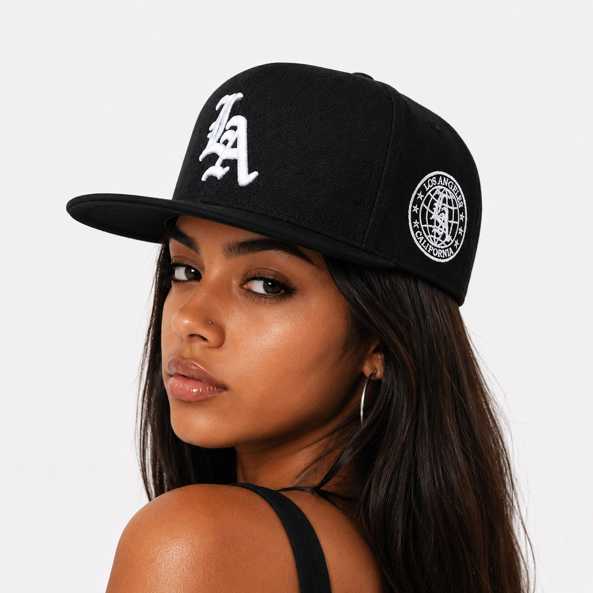 Casquette Snapback LA Noir Motif blanc