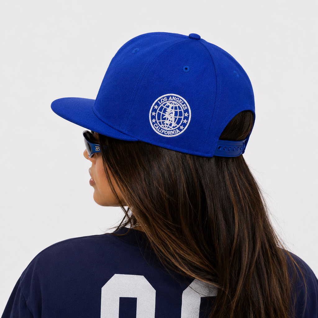 Casquette Los Angeles Bleu Motif Blanc