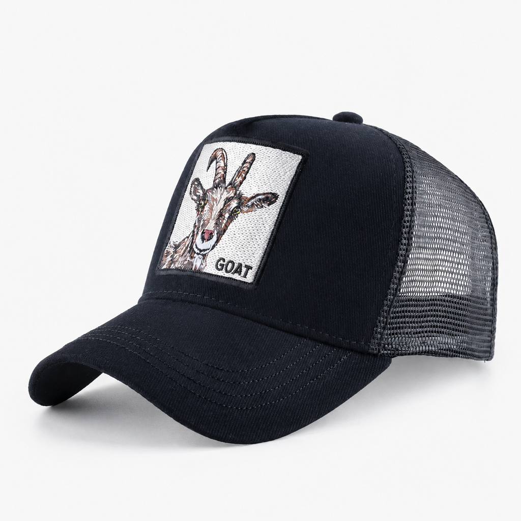 Casquette Snapback Trucker GOAT Brodée Noire