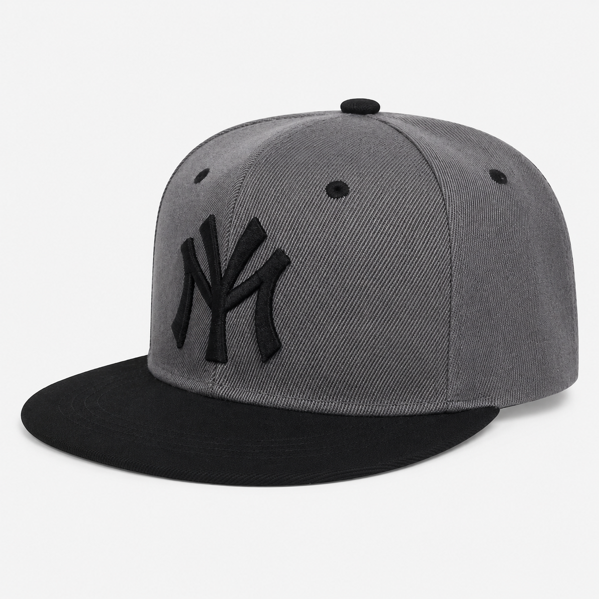 Casquette Snapback NY Grise Visière Noire Brodée