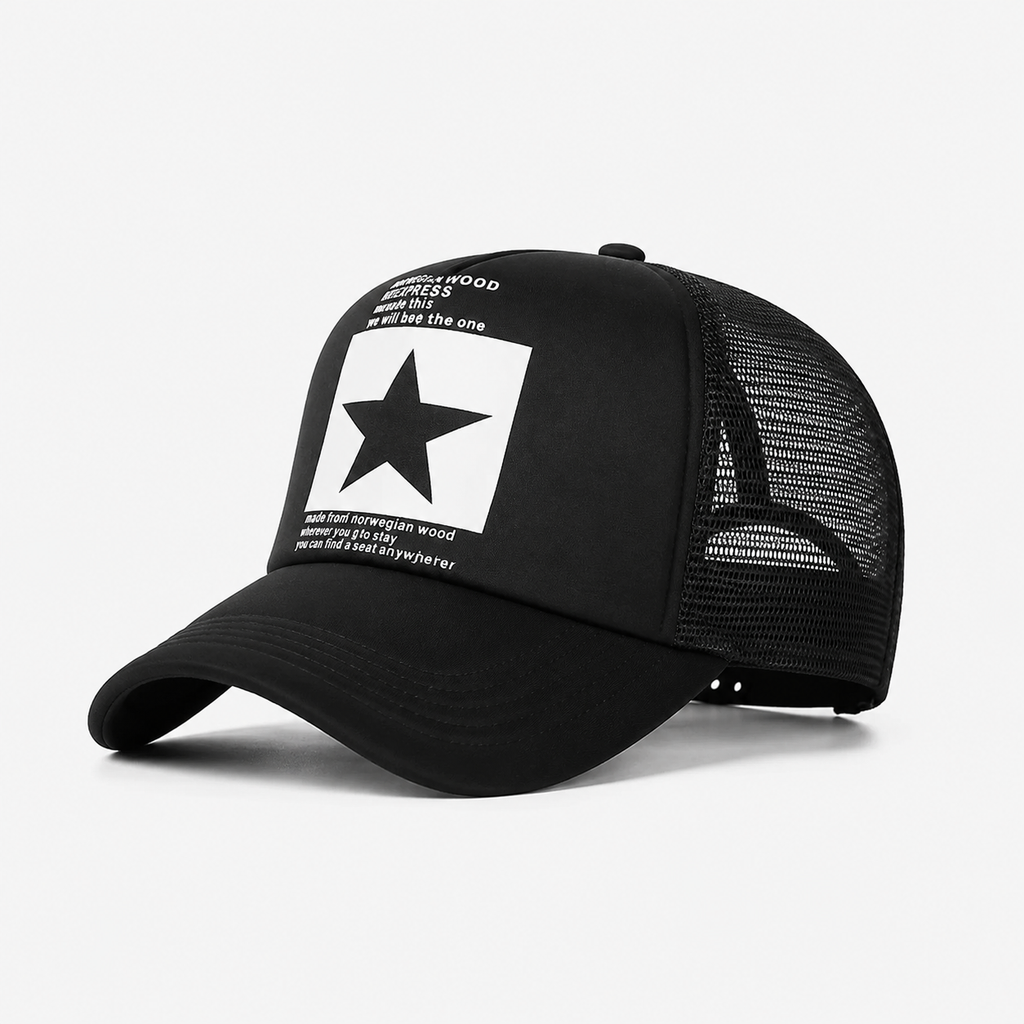 Casquette Trucker Étoile Noir & Blanc