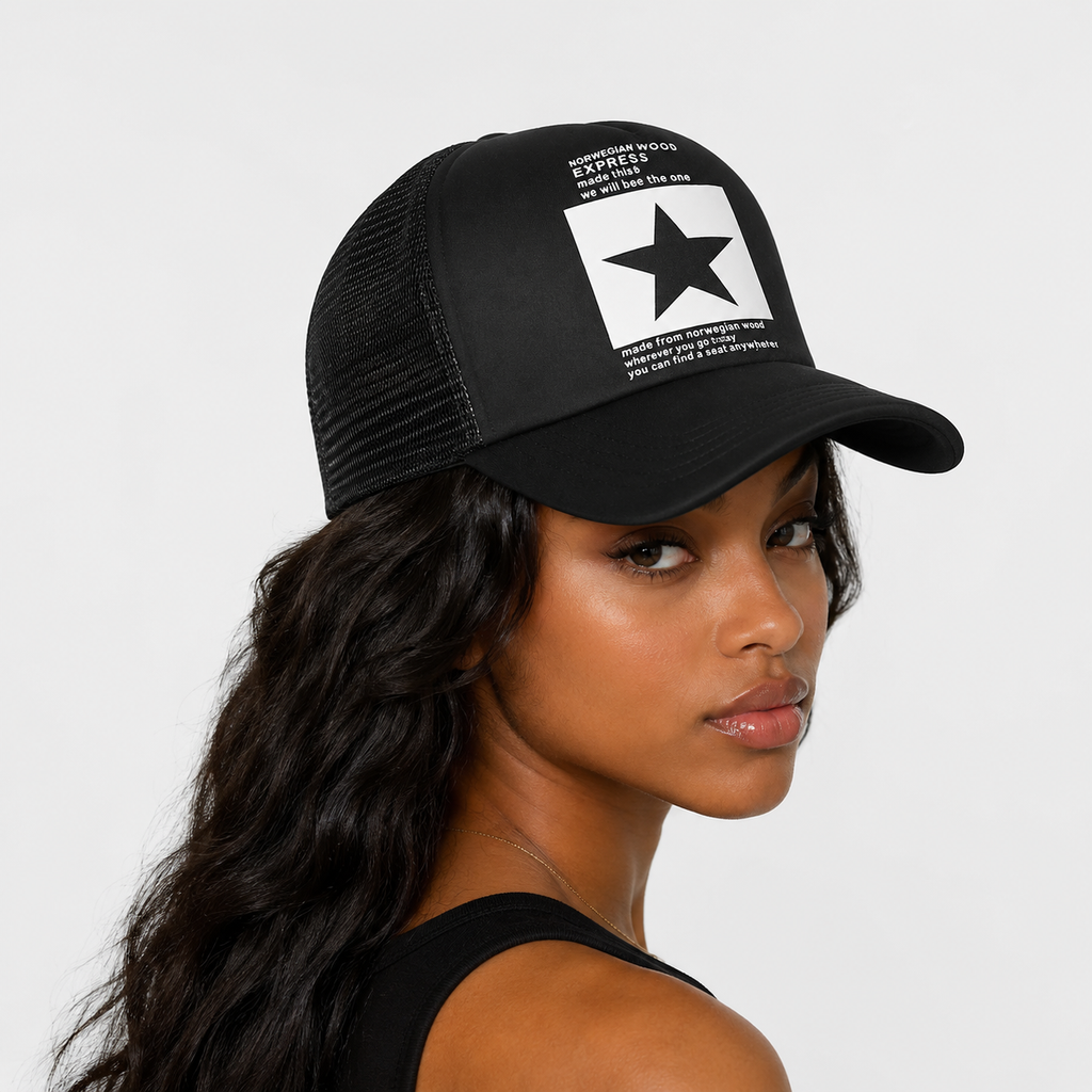 Casquette Trucker Étoile Noir & Blanc