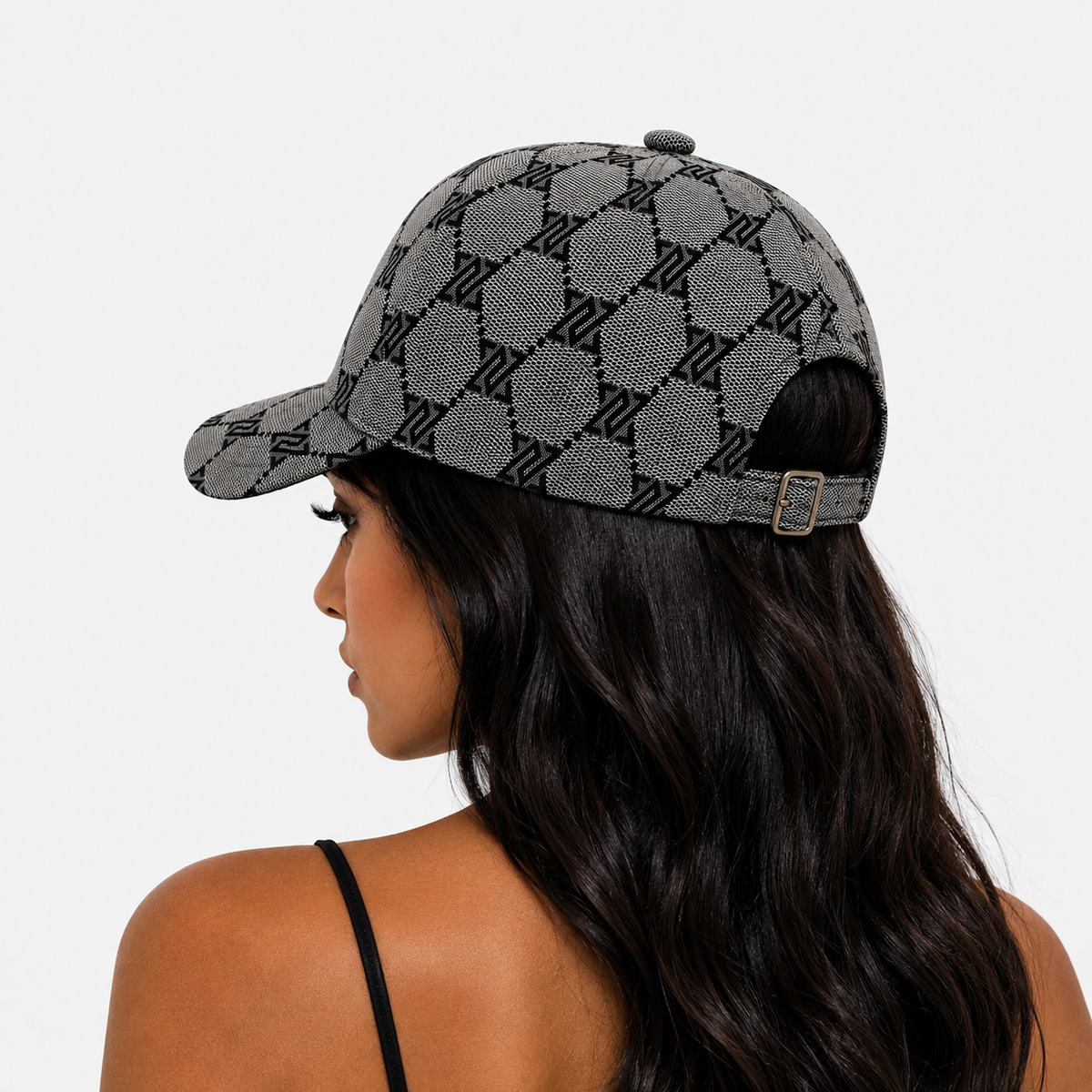 Casquette Grise Motif Monogramme Streetwear Unisexe