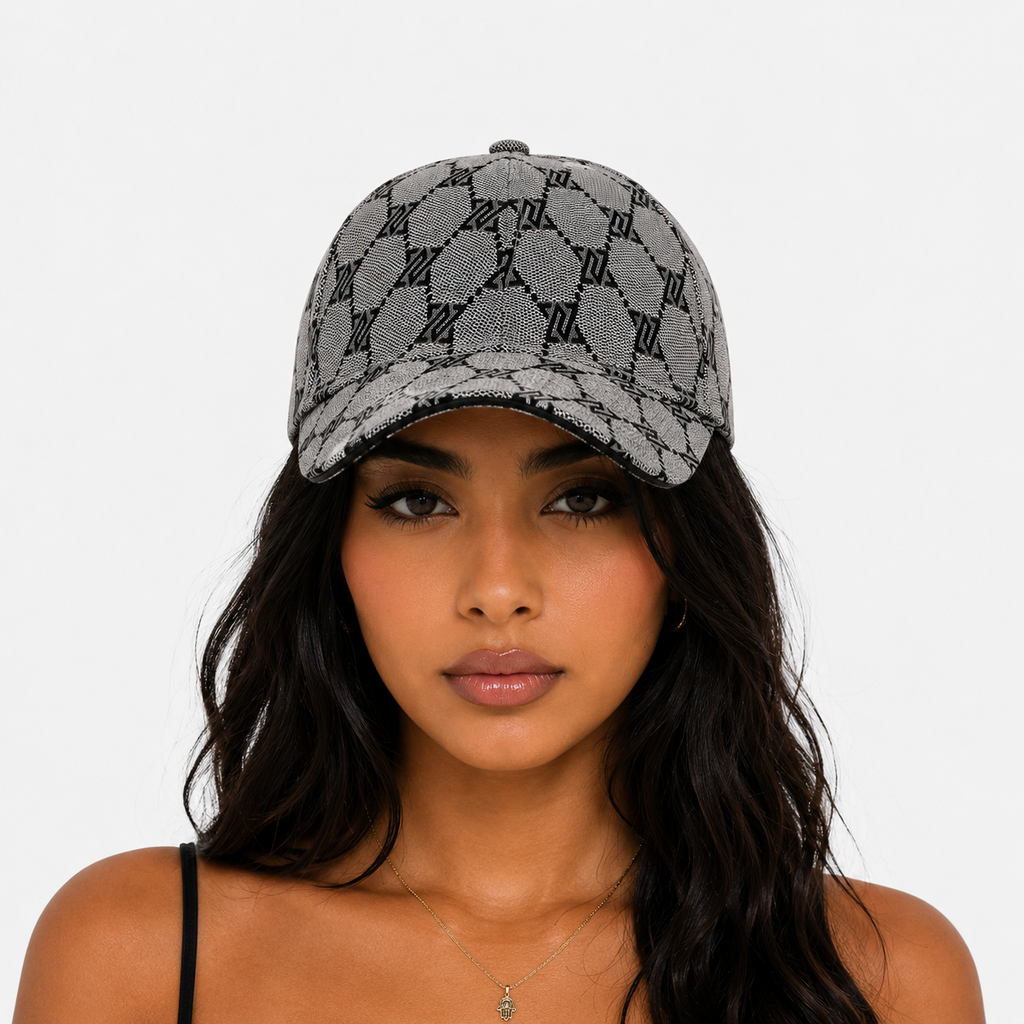 Casquette Grise Motif Monogramme Streetwear Unisexe