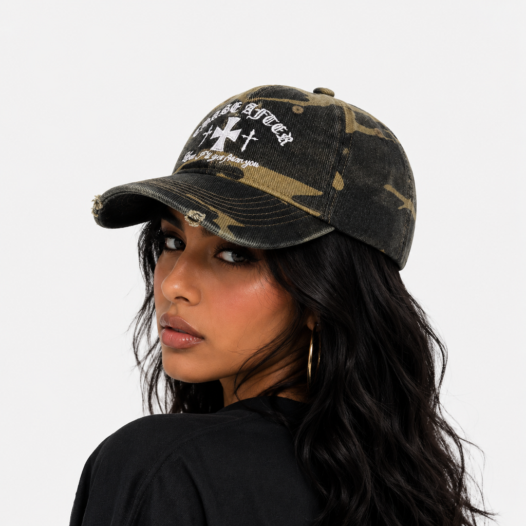 Casquette Camouflage Vintage Croix Brodée Homme