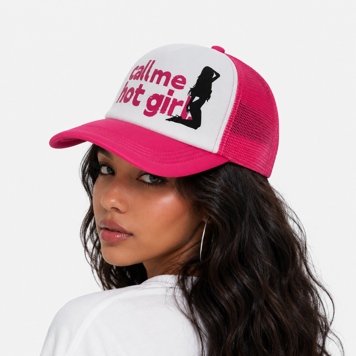 Casquette Trucker Rose Y2K Call Me Hot Girl