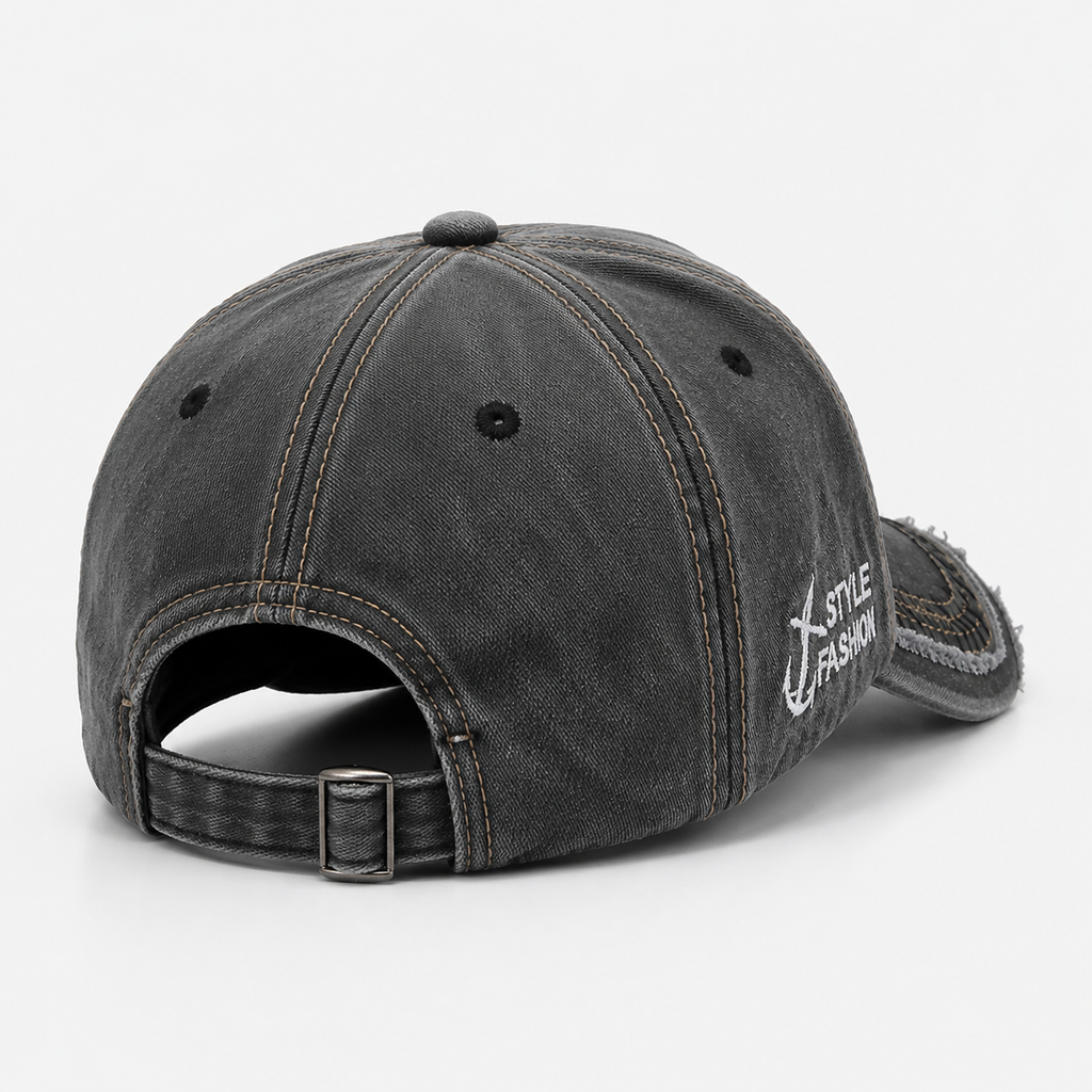 Casquette Vintage Requin Brodé Streetwear Grise