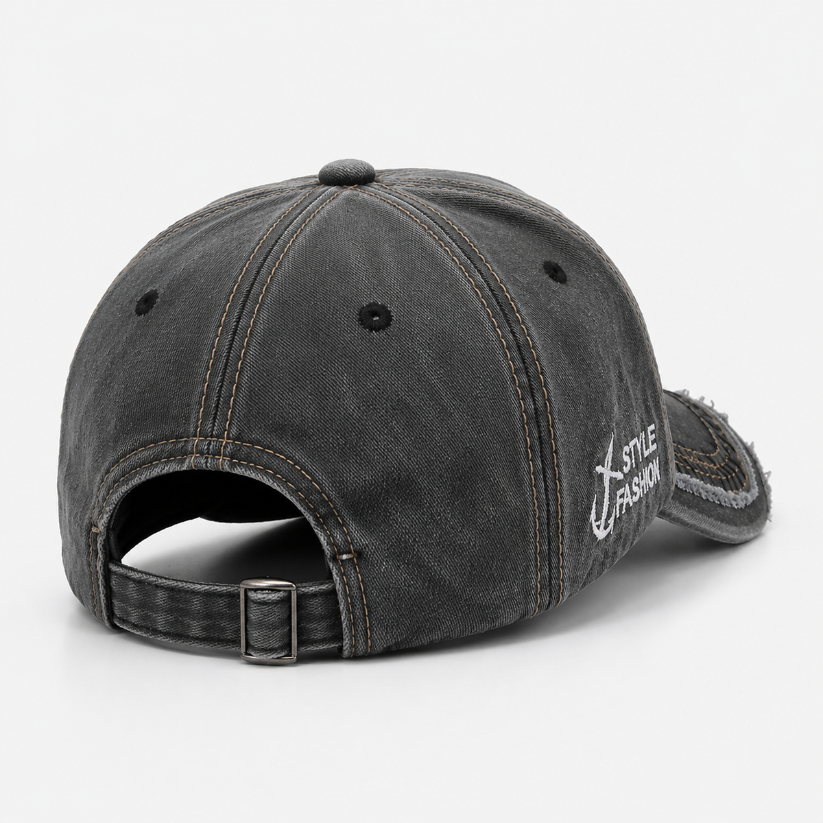 Casquette Vintage Requin Brodé Streetwear Grise