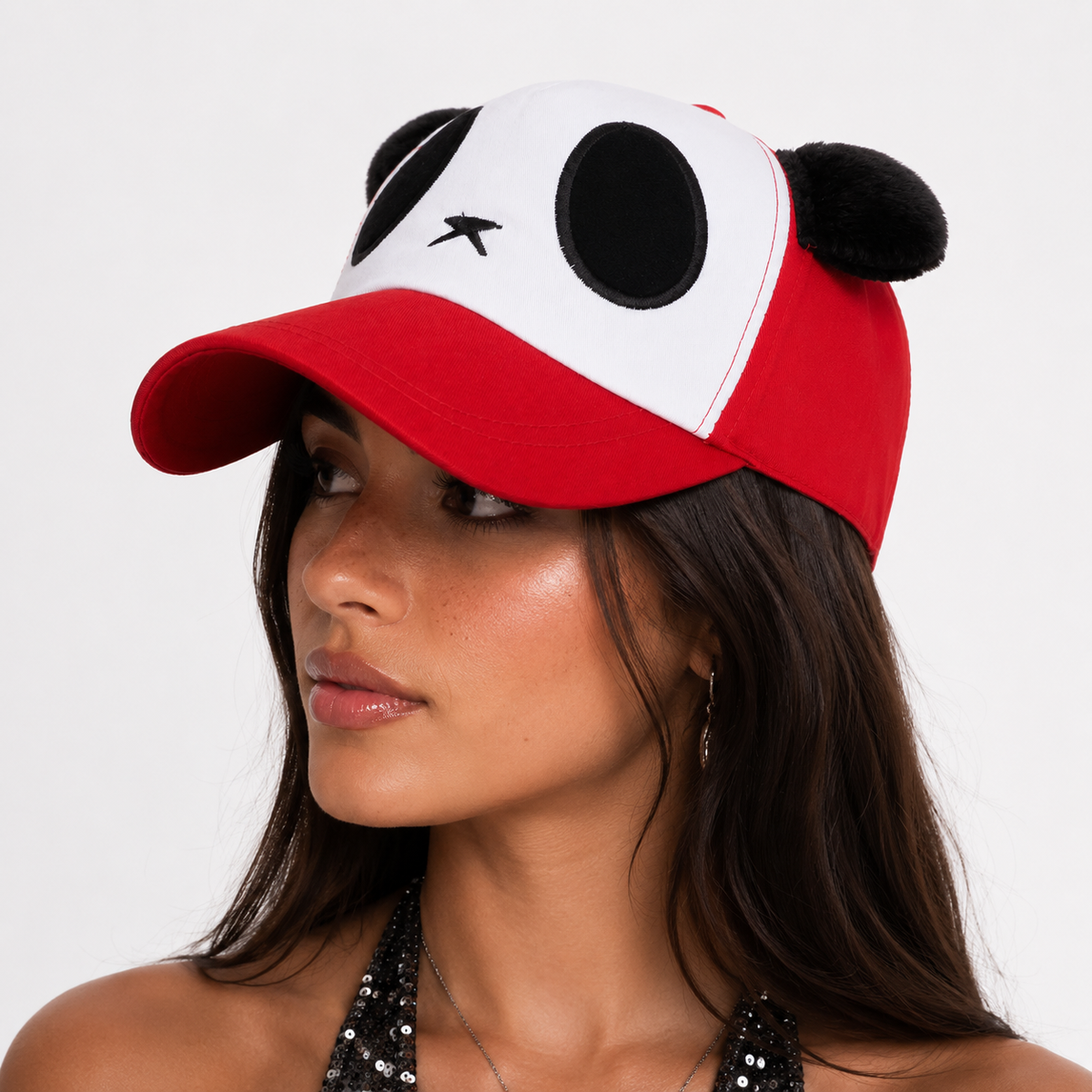 Couvre-Chef Automne Panda Rouge Blanc Et Noir