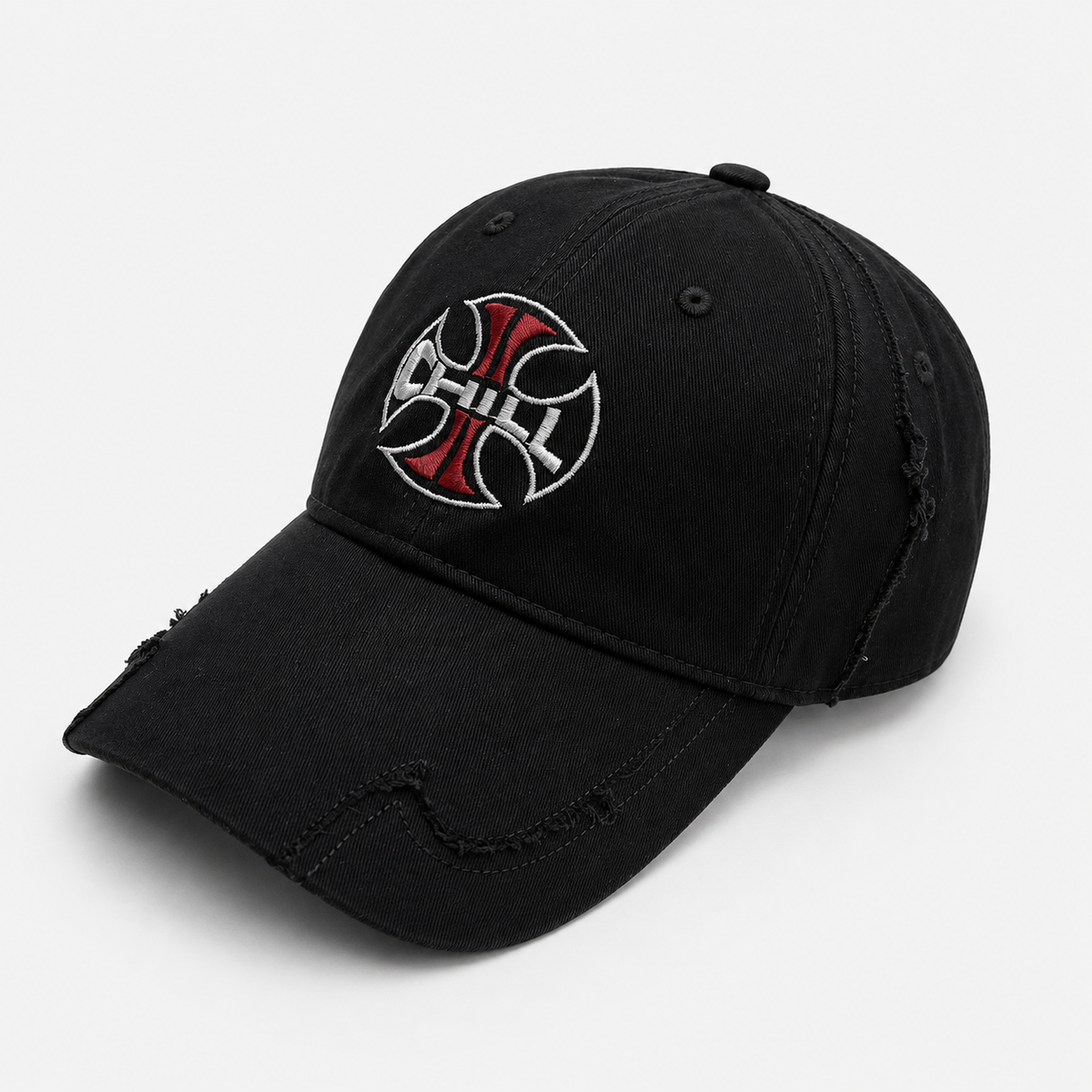 Casquette Noire Gothique Logo Croix Brodée Unisexe