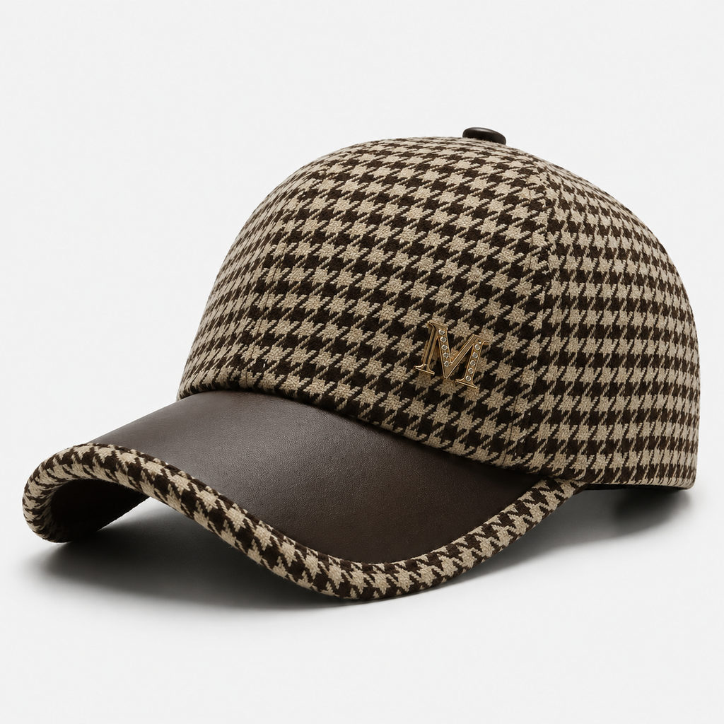 Casquette Pied-de-Poule Marron Élégante Style British