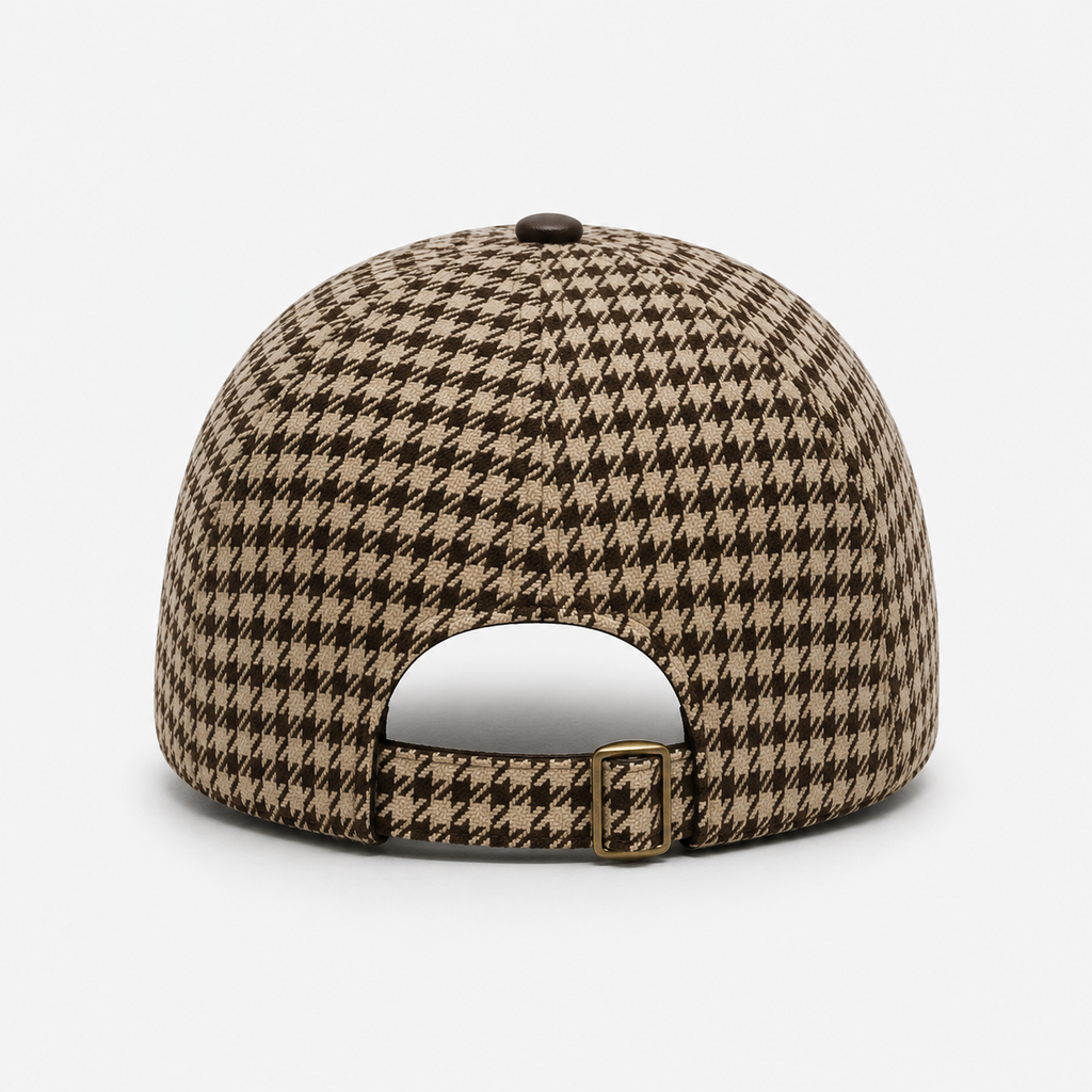 Casquette Pied-de-Poule Marron Élégante Style British