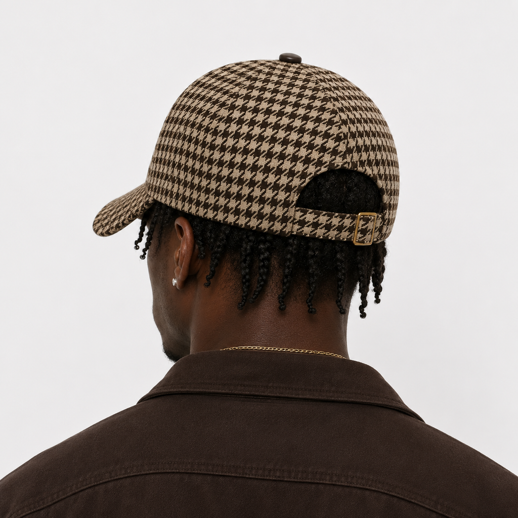 Casquette Pied-de-Poule Marron Élégante Style British