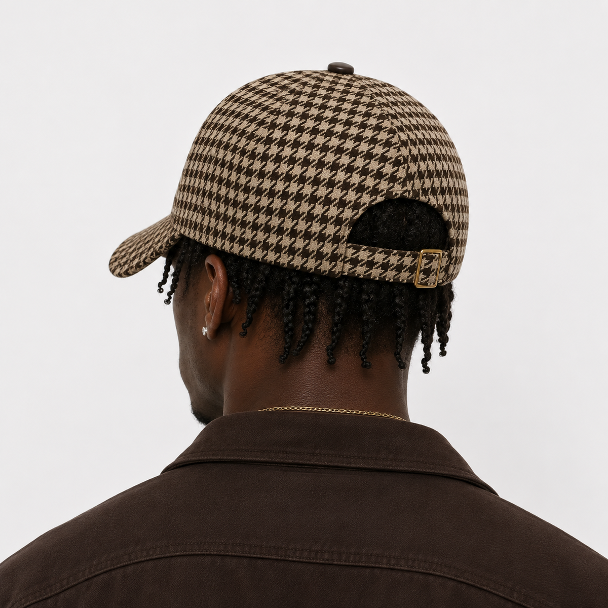 Casquette Pied-de-Poule Marron Élégante Style British
