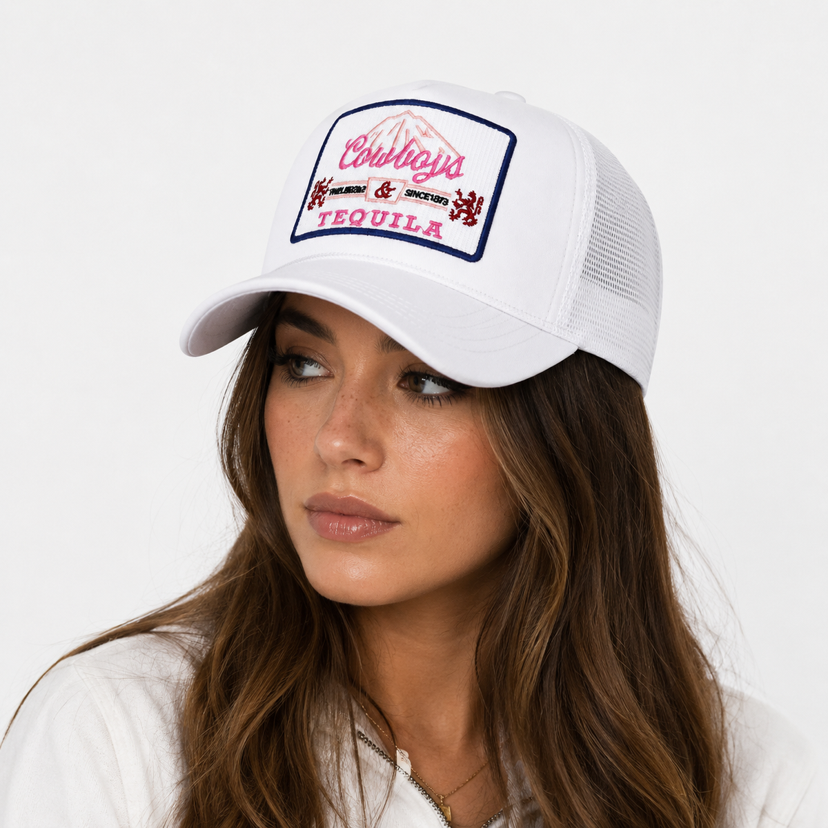 Casquette Trucker Blanche Patch Vintage Tequila