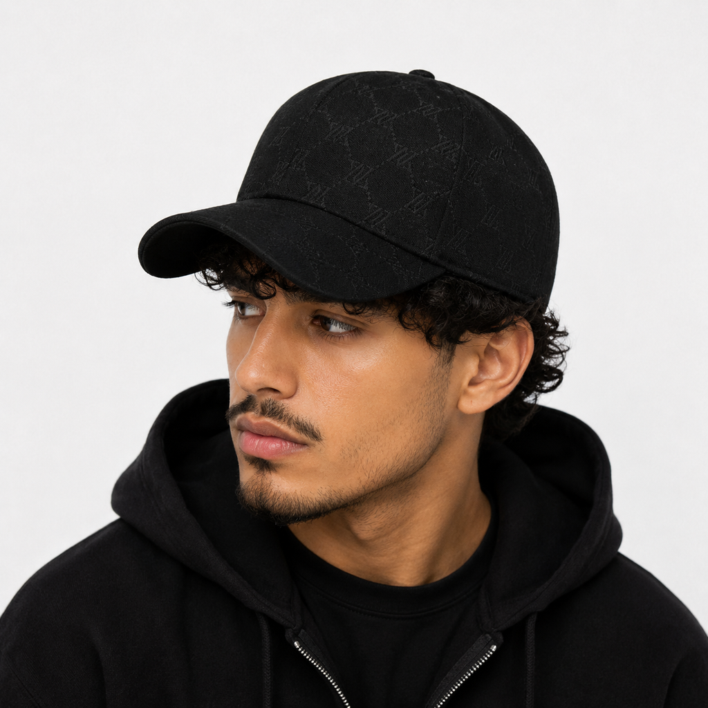 Casquette Noire Monogramme Minimaliste Premium