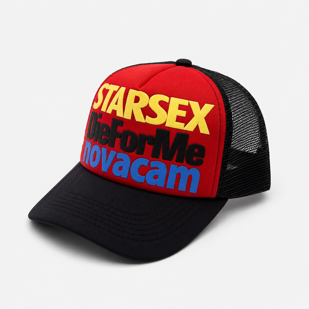Casquette Trucker Rouge Noire Style Urban Unisexe