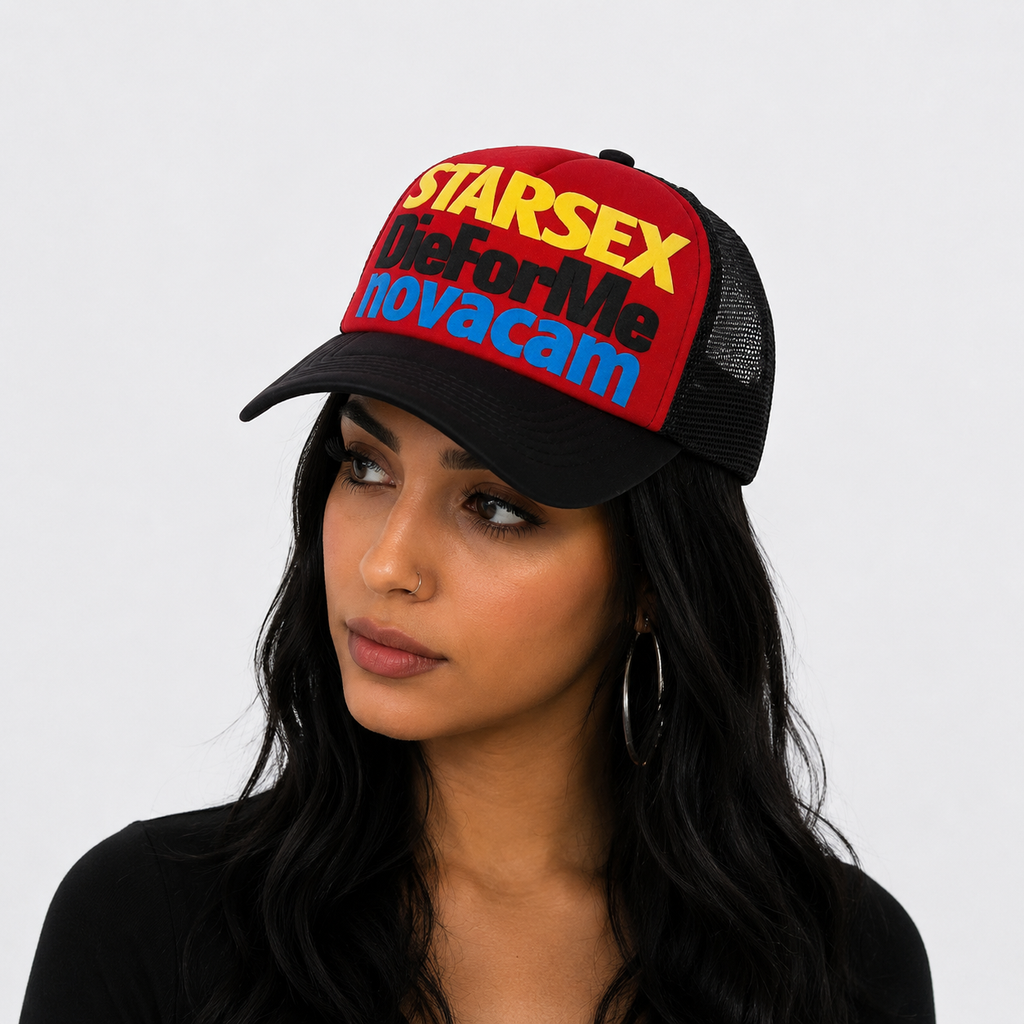 Casquette Trucker Rouge Noire Style Urban Unisexe