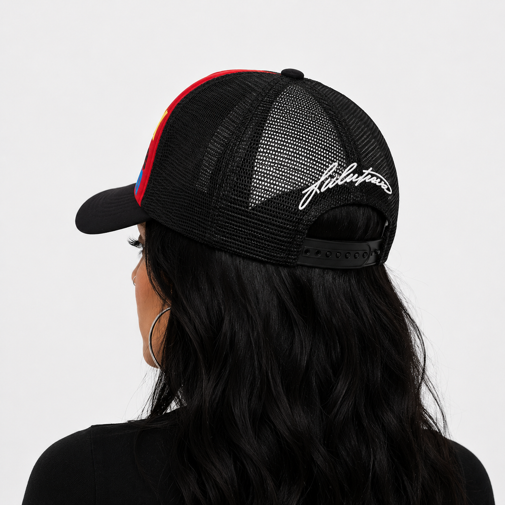 Casquette Trucker Rouge Noire Style Urban Unisexe