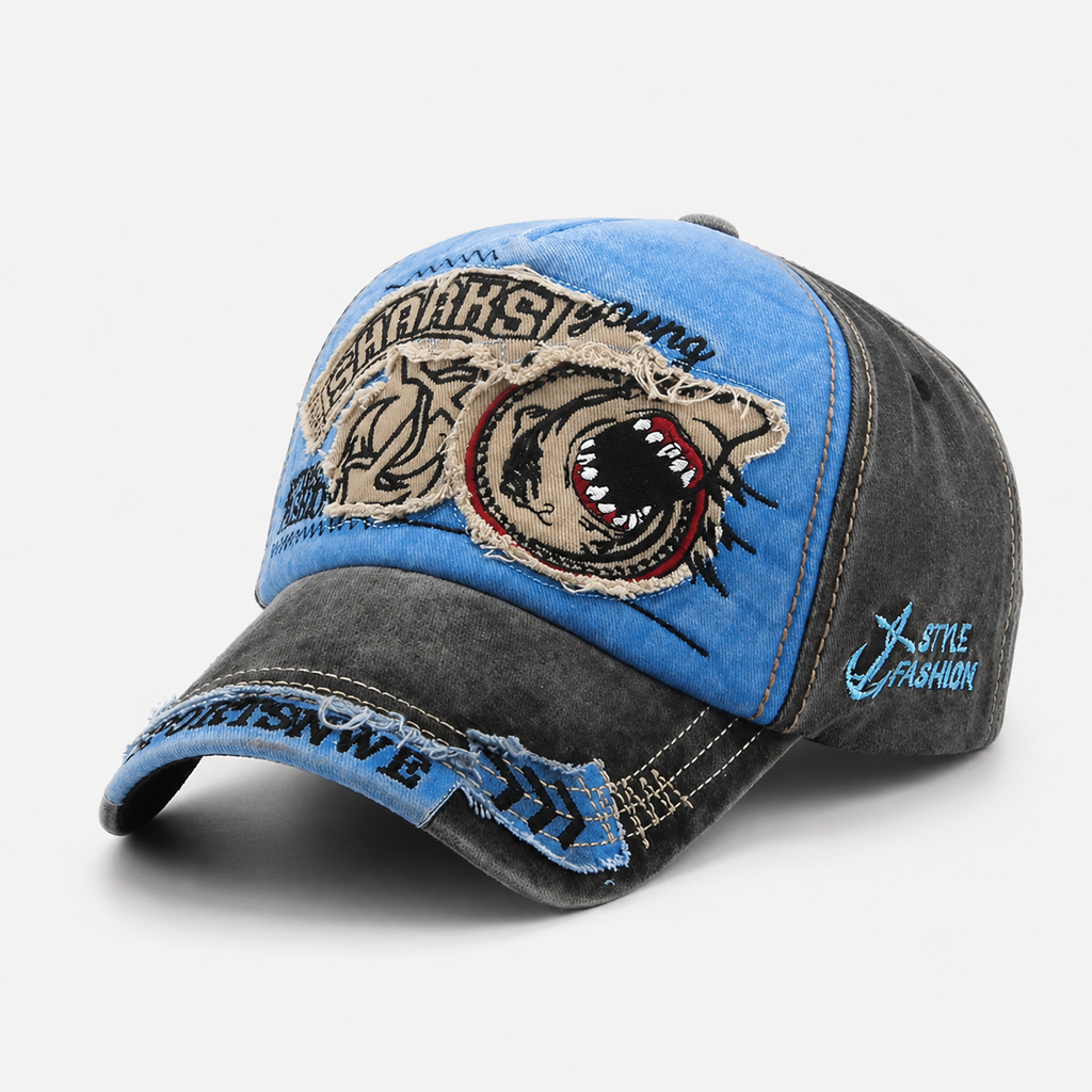 Casquette Coton Broderie Requin Délavé