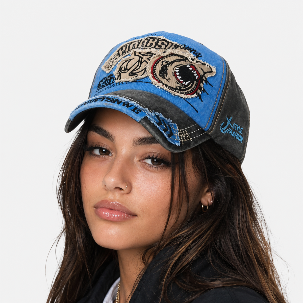 Casquette Coton Broderie Requin Délavé