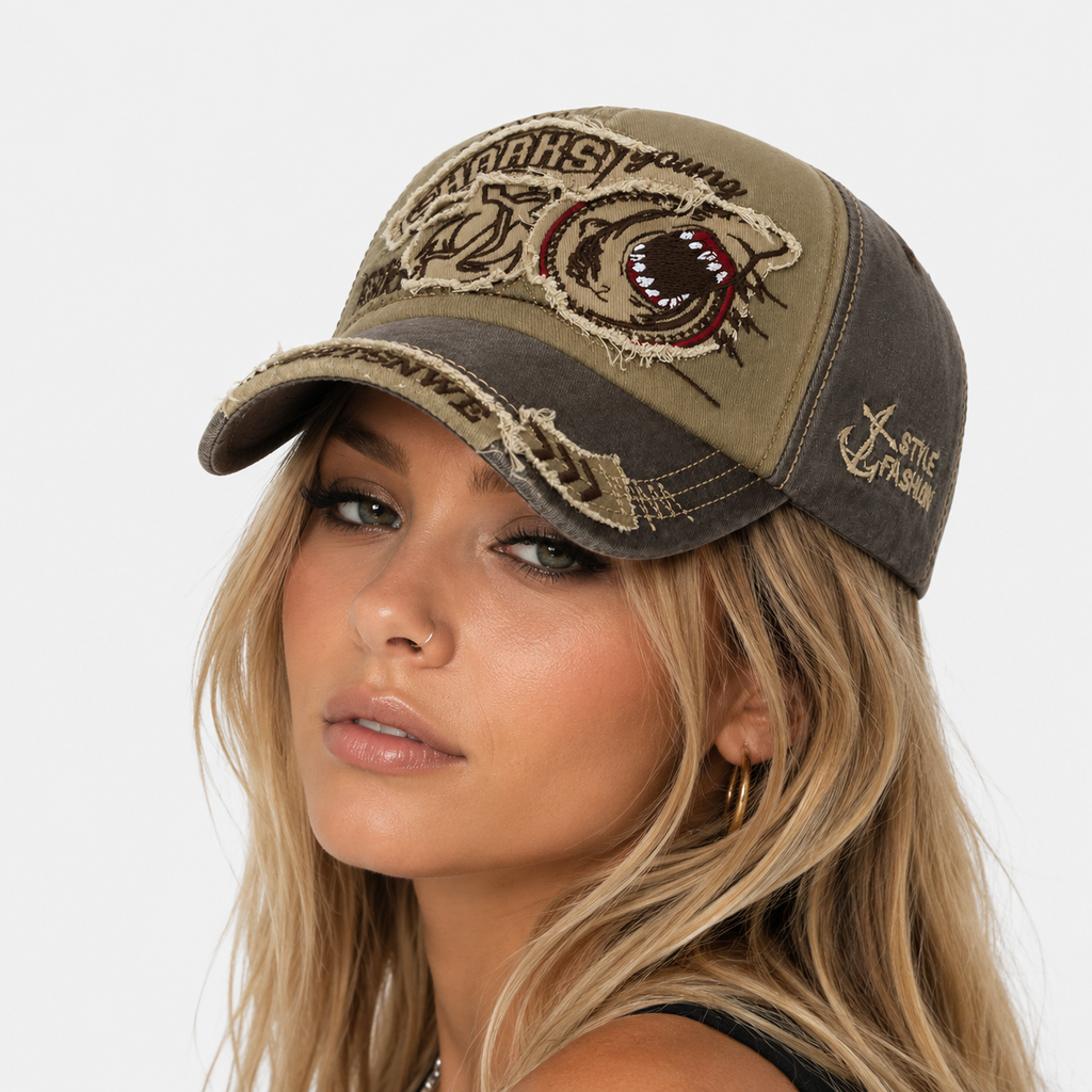 Casquette Toutes Saisons Broderie Requin Effet Usé