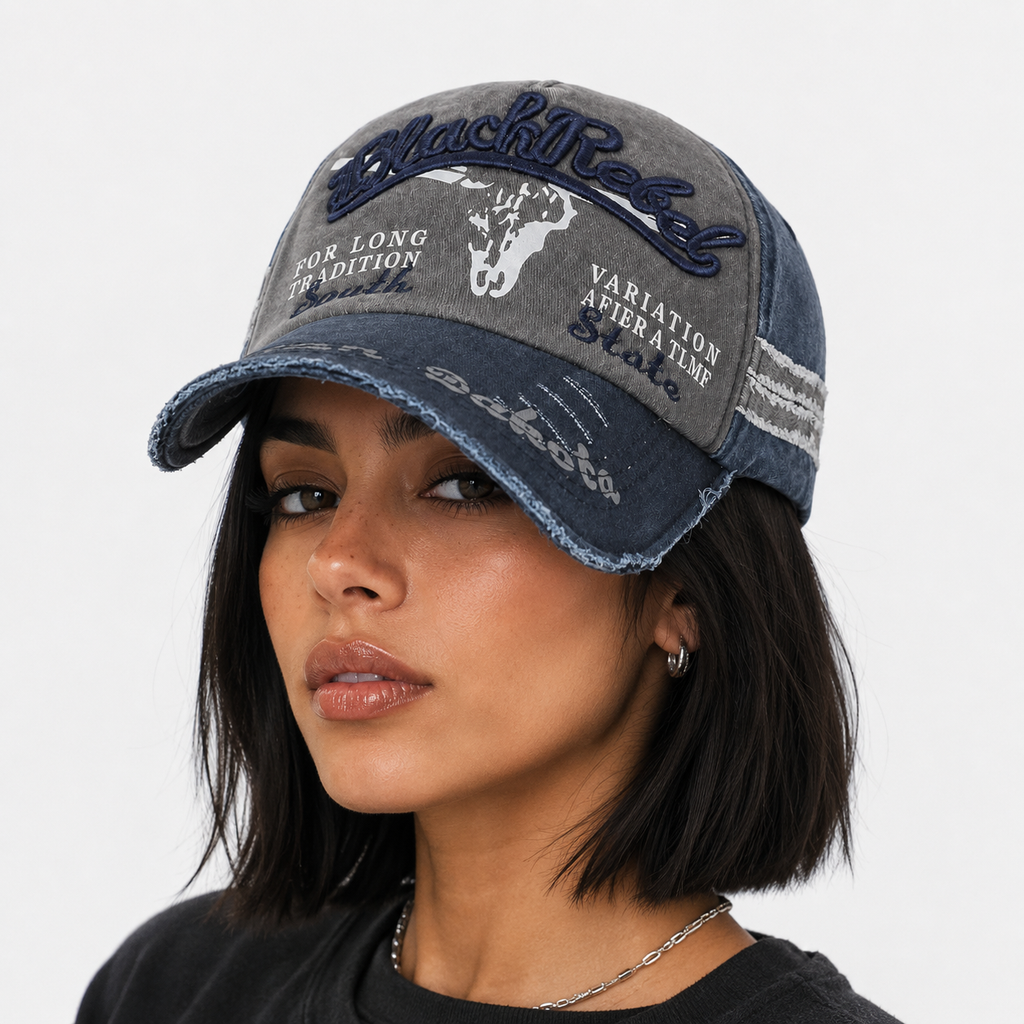 Casquette Baseball Vintage Bleue Style Rebel Unisexe