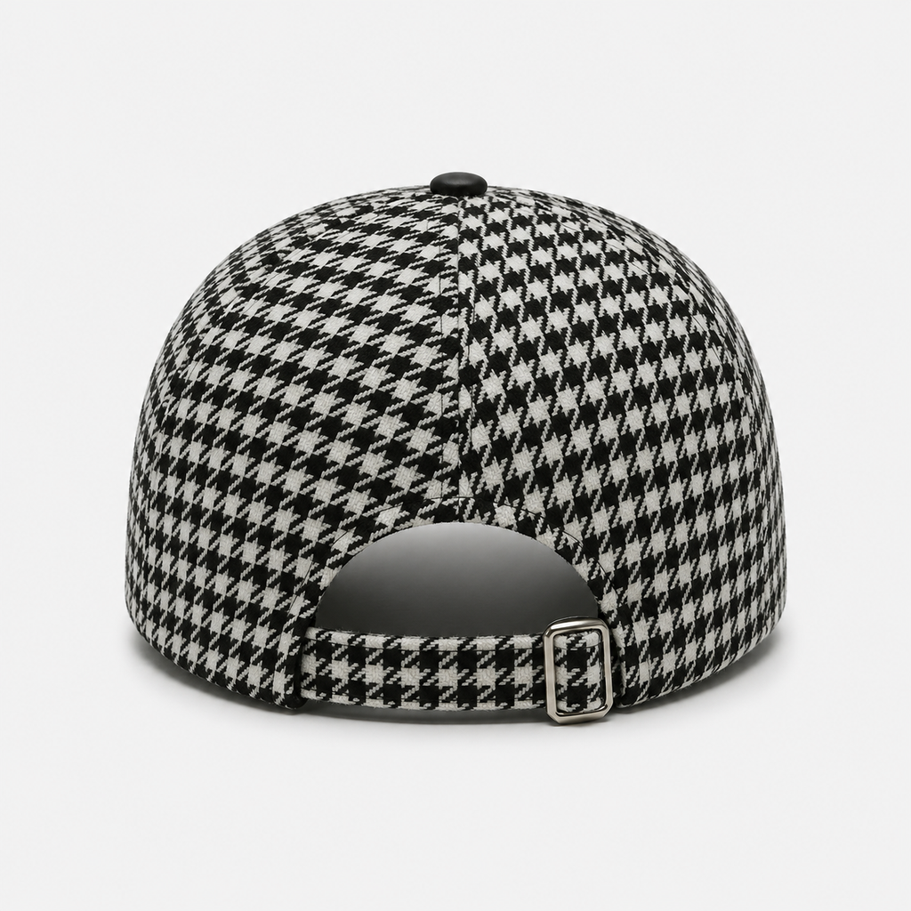Casquette Pied-de-Poule Noire Chic Unisexe