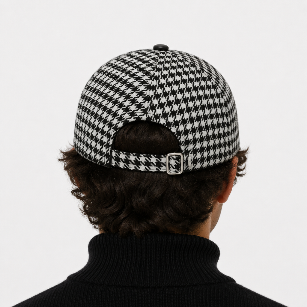 Casquette Pied-de-Poule Noire Chic Unisexe