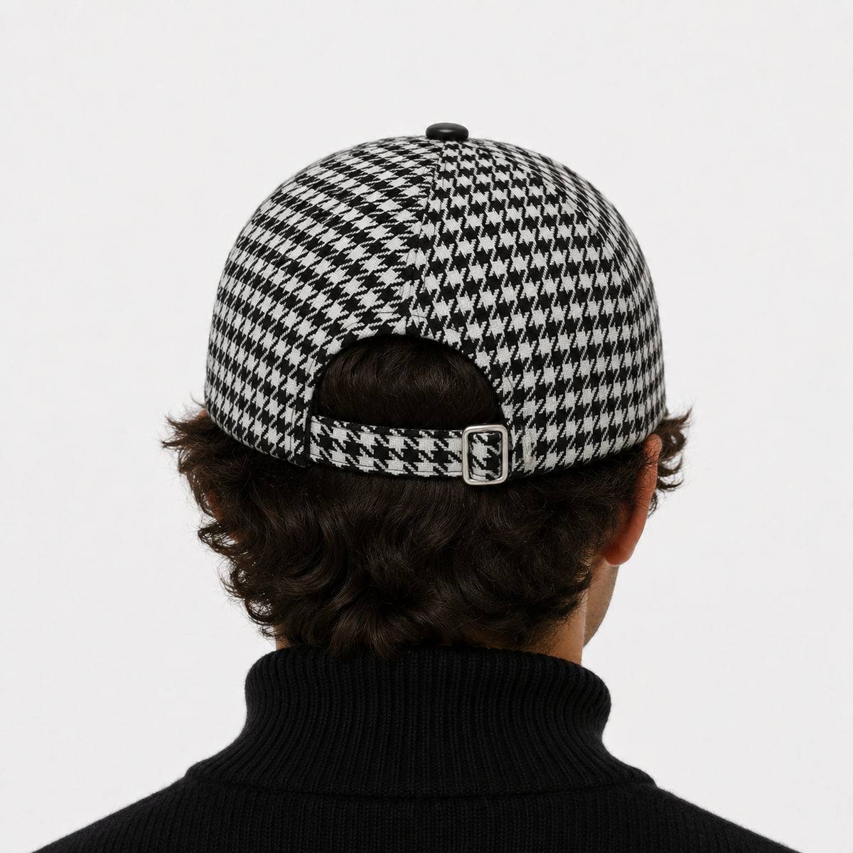 Casquette Pied-de-Poule Noire Chic Unisexe